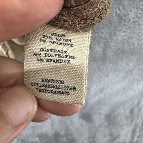 Gimnicks by BKE Thermal Top S Mustard Rib Cable Knit Crew Neck Key Hole Stretch - Picture 12 of 13